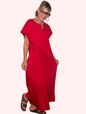 Abito Maxi in Viscosa con Drappeggio Laterale