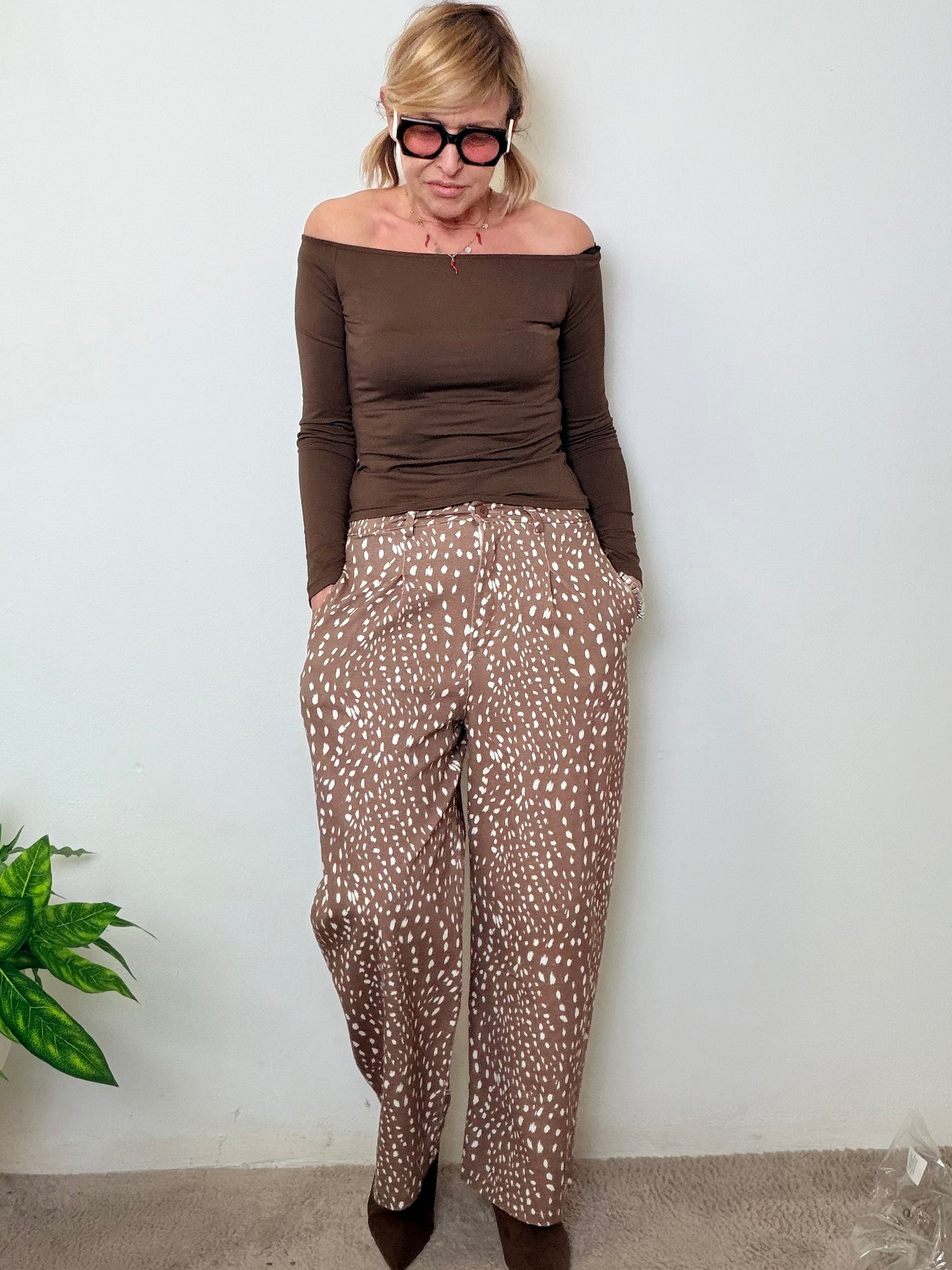 Jeans marrone Macchie Bianche Bambi