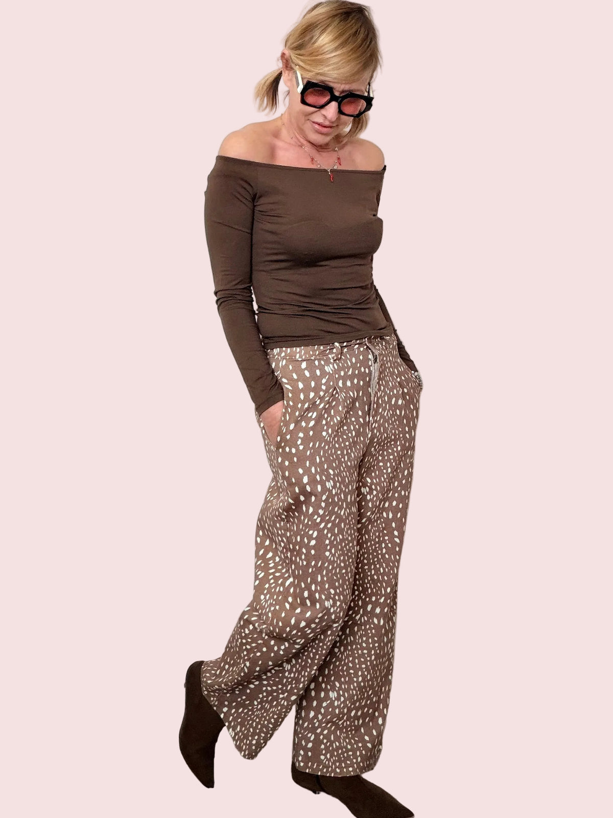 Jeans marrone Macchie Bianche Bambi