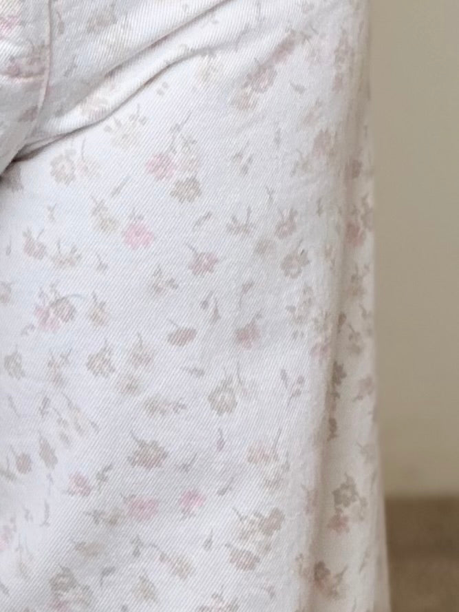 Jeans bianchi Fiori Rosa Beige a Gamba Ampia Palazzo