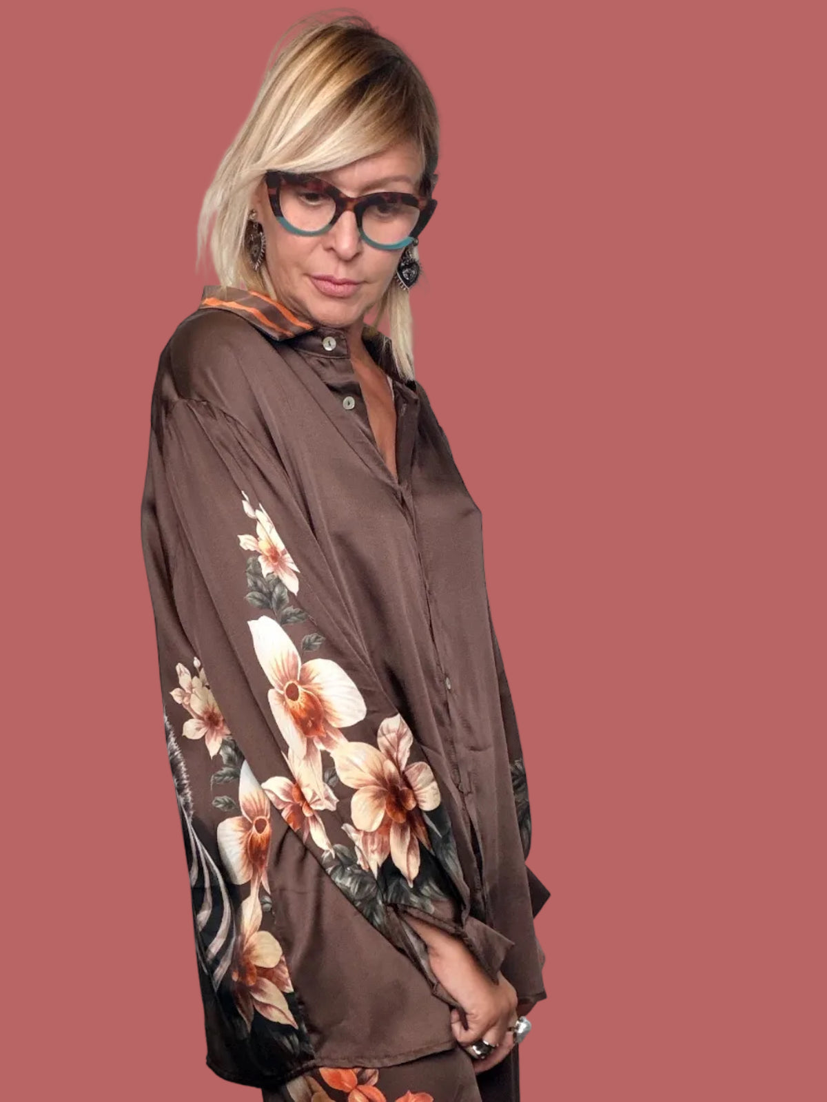 Camicia Susy Star moro con fiori e stampa zebre