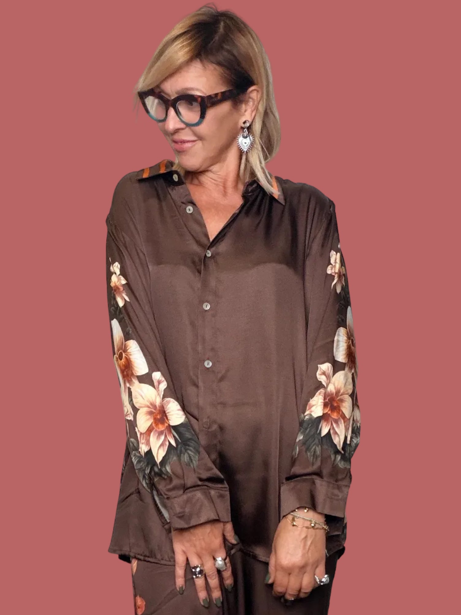 Camicia Susy Star moro con fiori e stampa zebre