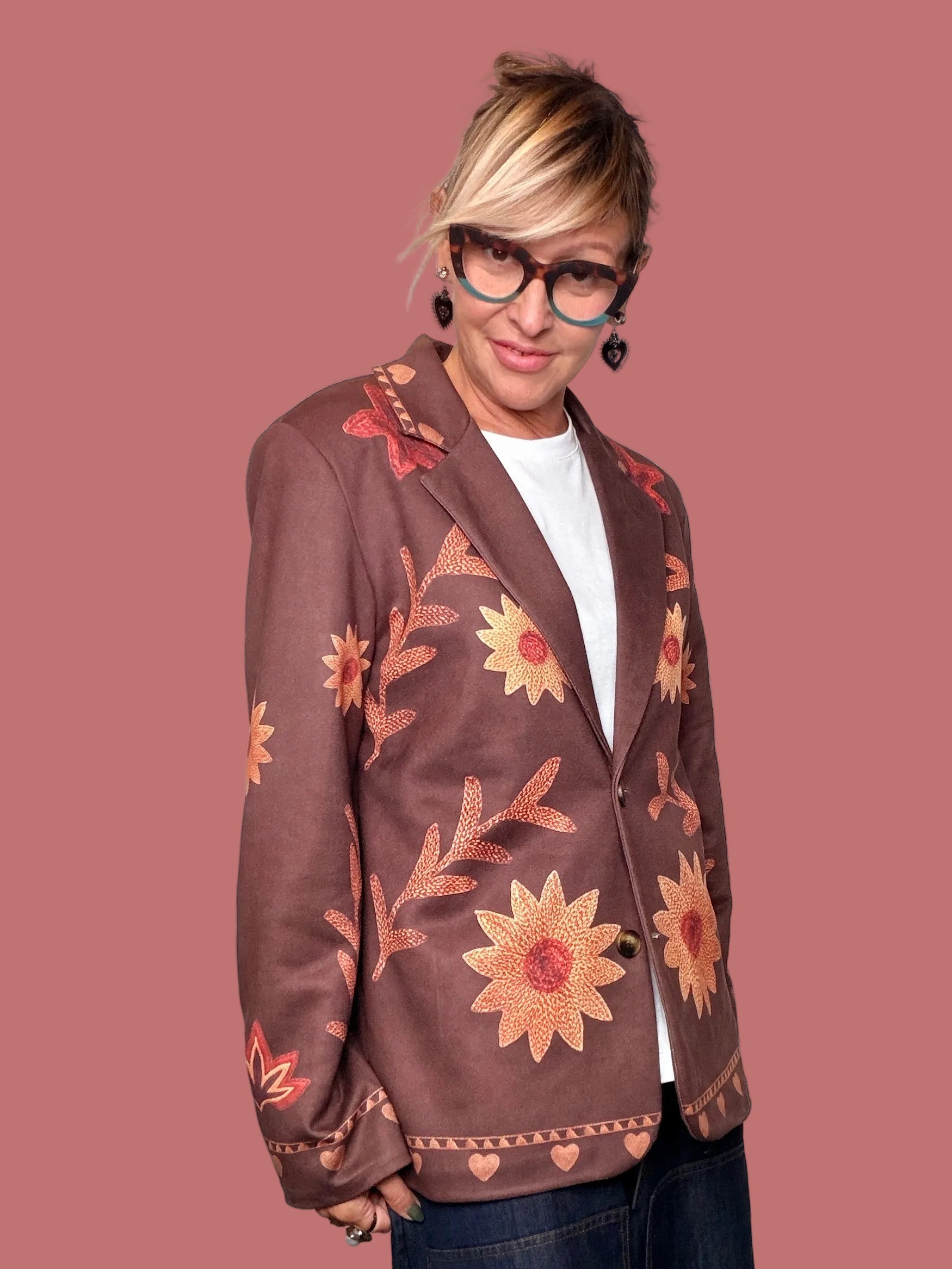 Giacca Female marrone con occhio decorativo sul retro
