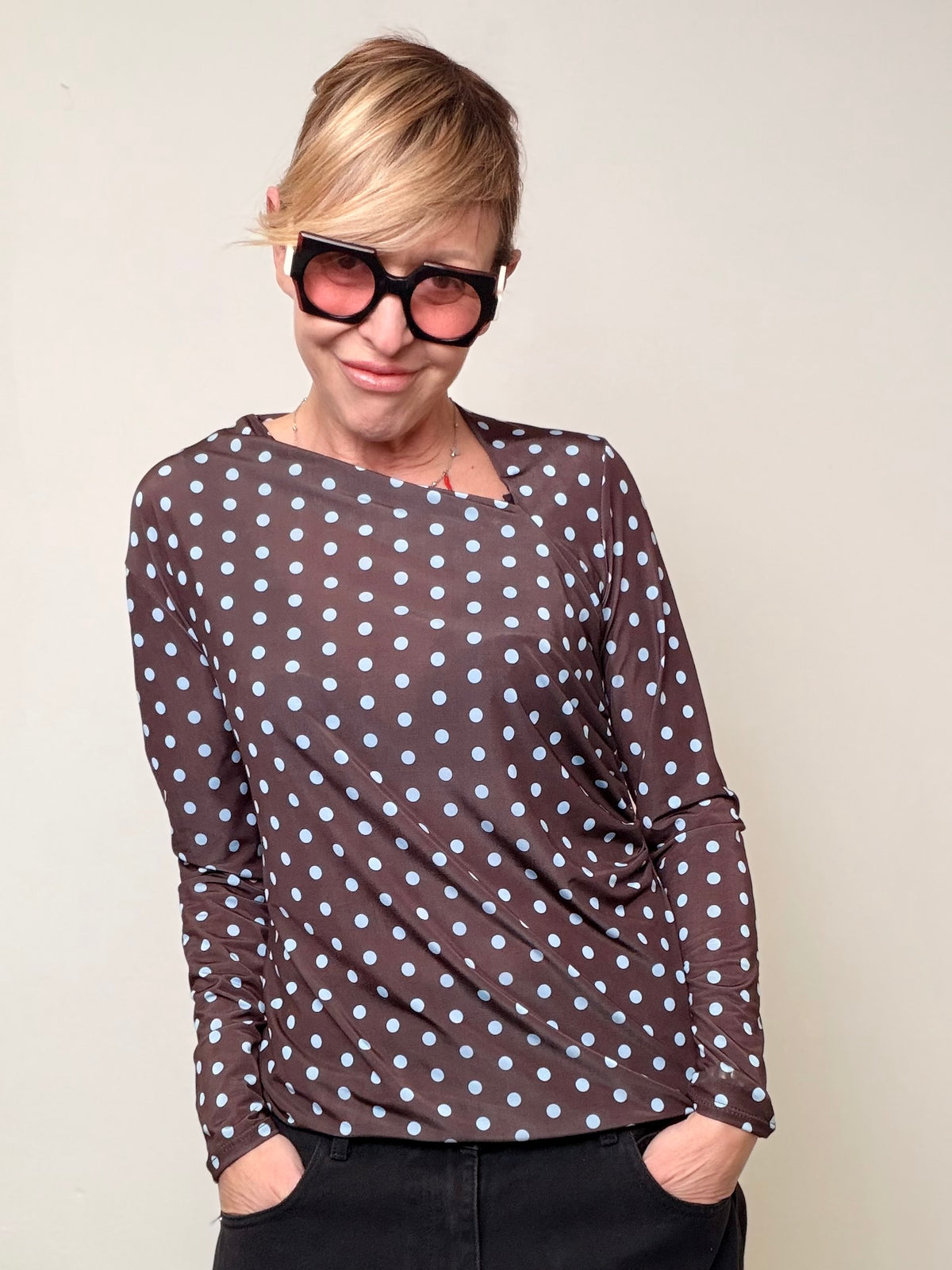 Maglia Pois Oversize Maniche Lunghe