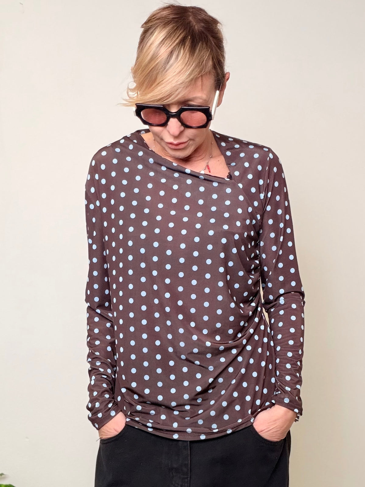 Maglia Pois Oversize Maniche Lunghe
