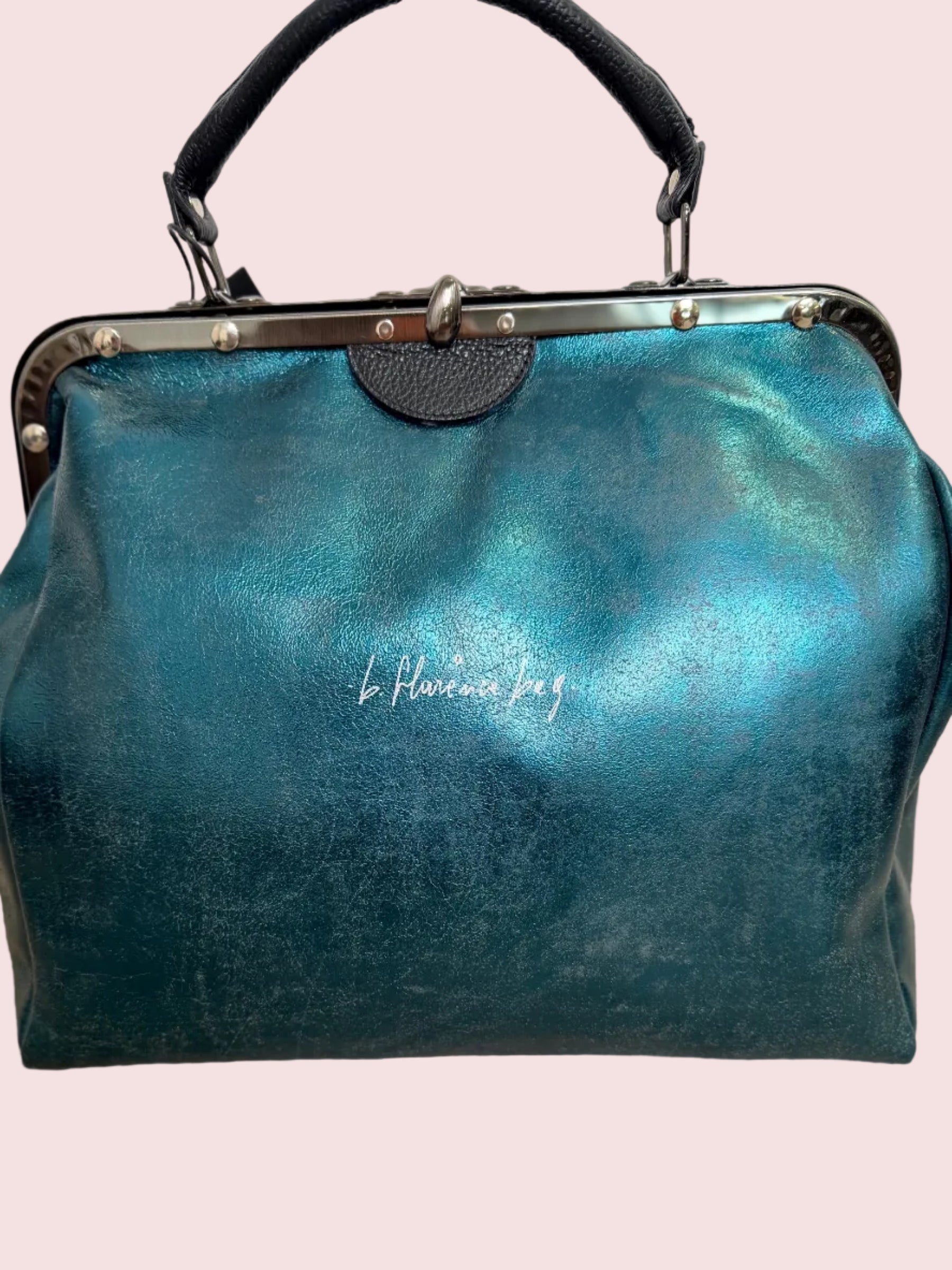 Doctor Bag Turchese Metallizzata  Cornice Argento