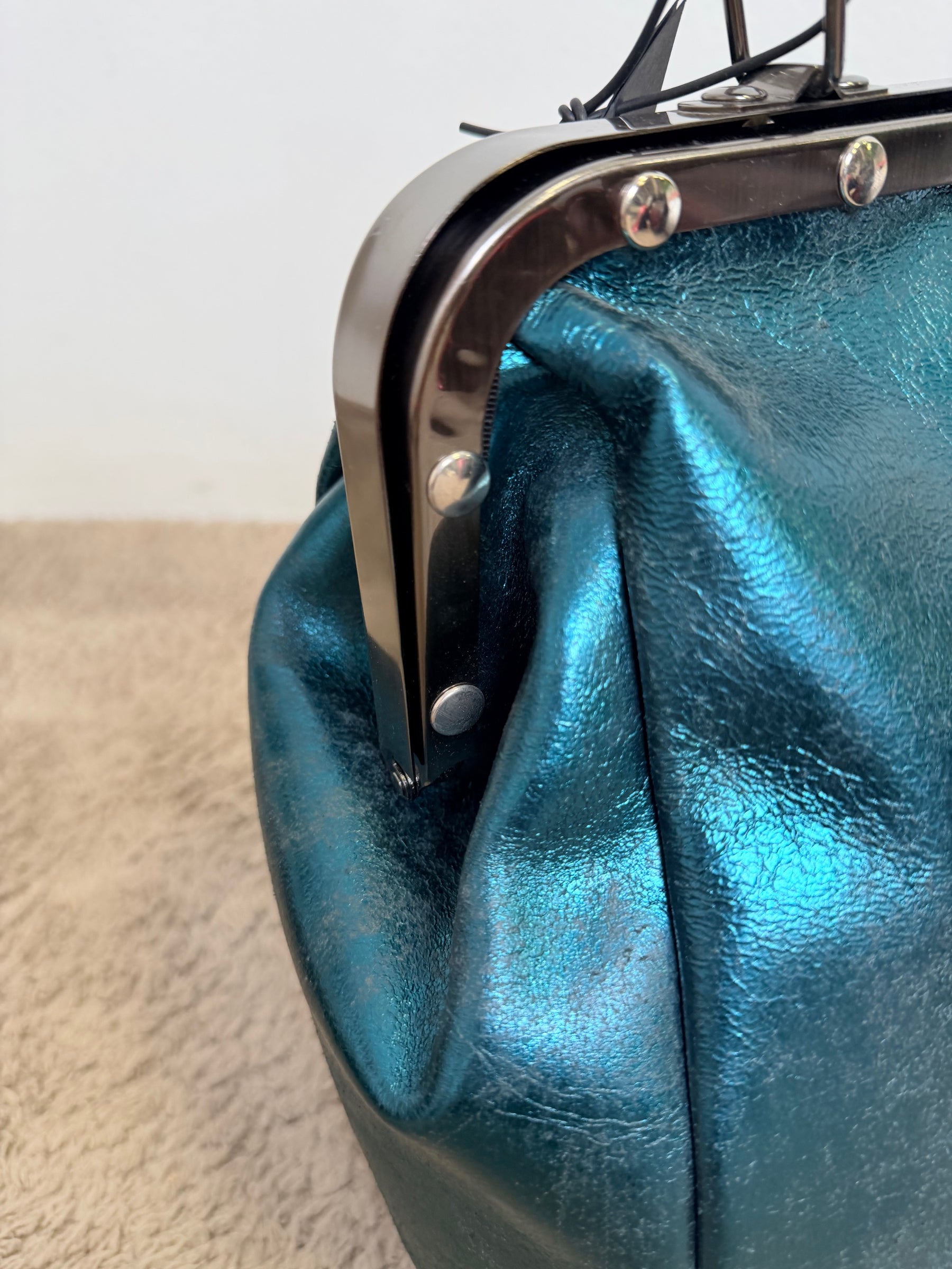 Doctor Bag Turchese Metallizzata  Cornice Argento