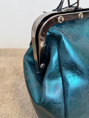 Doctor Bag Turchese Metallizzata  Cornice Argento