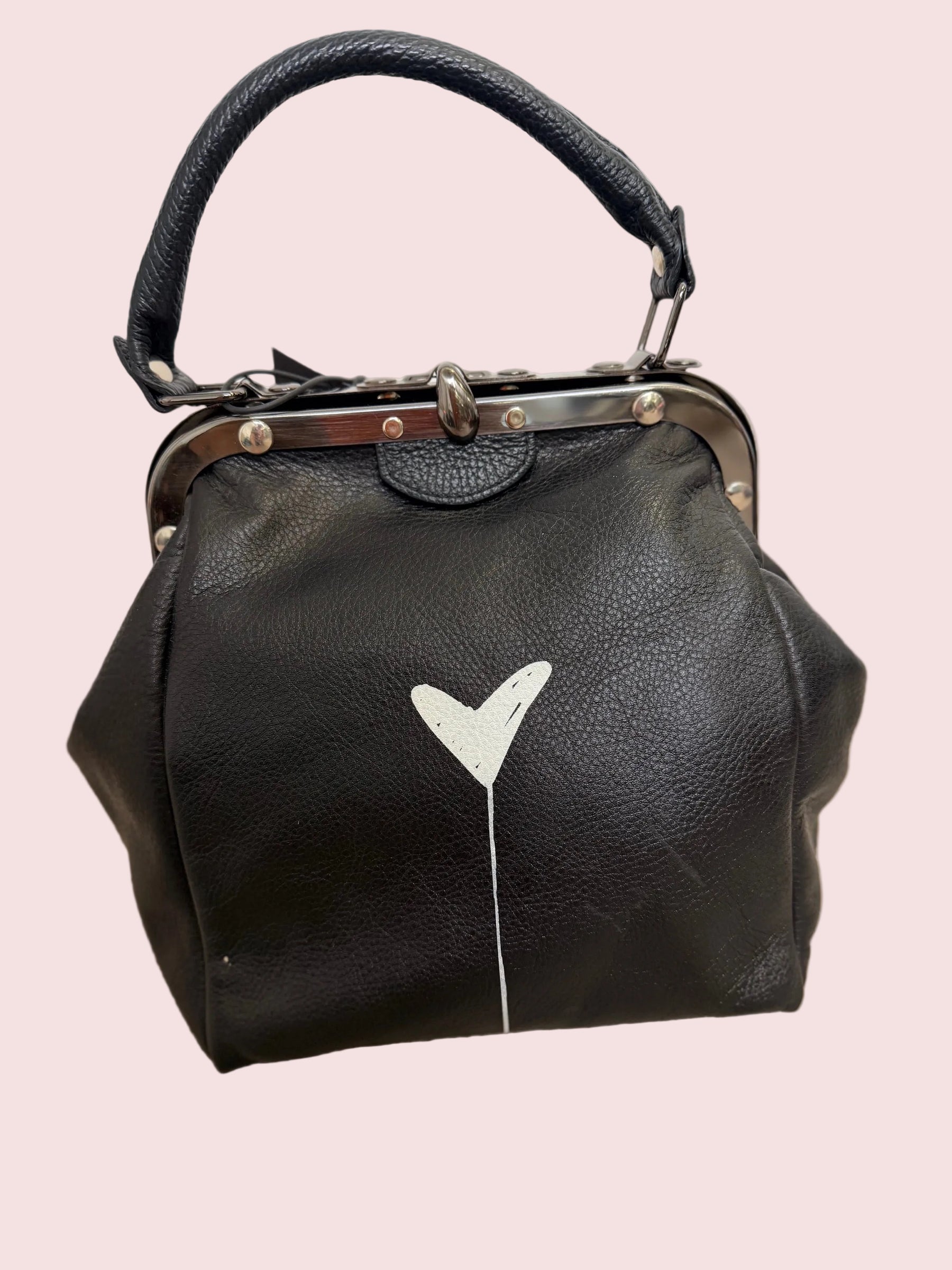 Mini Doctor Bag Cornice Metallica - Bordeaux, Nera Cuore e Fiamme