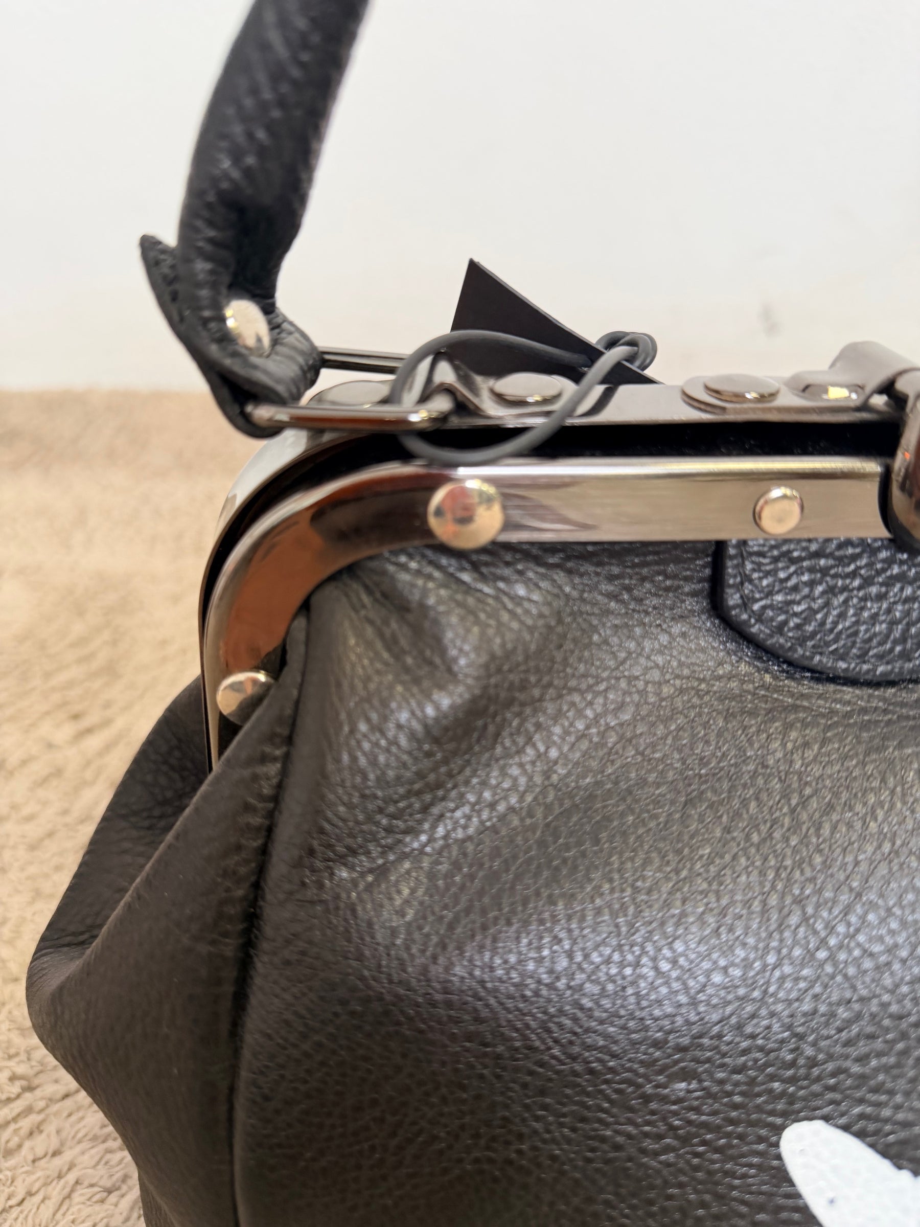 Mini Doctor Bag Cornice Metallica - Bordeaux, Nera Cuore e Fiamme