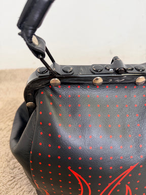 Mini Doctor Bag Cornice Metallica - Bordeaux, Nera Cuore e Fiamme