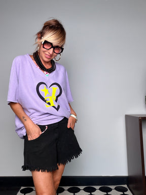 Shorts in Cotone Elasticizzato con Pois e Orlo a Frange