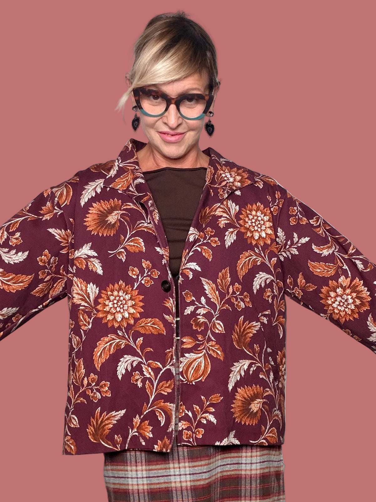 Giacca floreale con interno leopardato