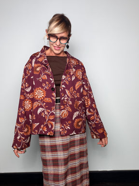 Giacca floreale con interno leopardato