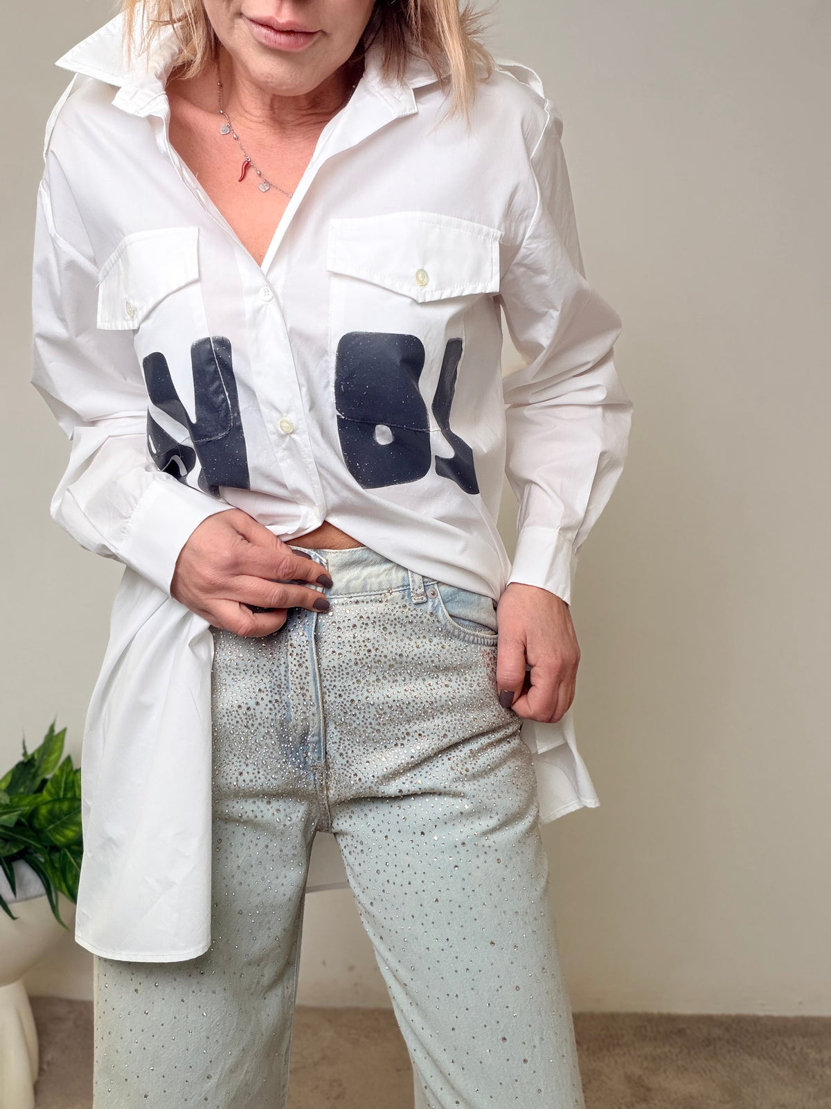 Jeans Glitter Argentati