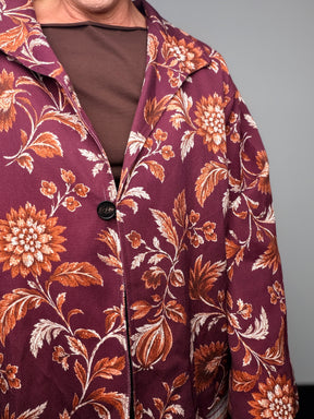 Giacca floreale con interno leopardato