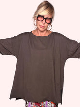 Maxi T-Shirt Oversize con Maniche Kimono e Inserto Sangallo