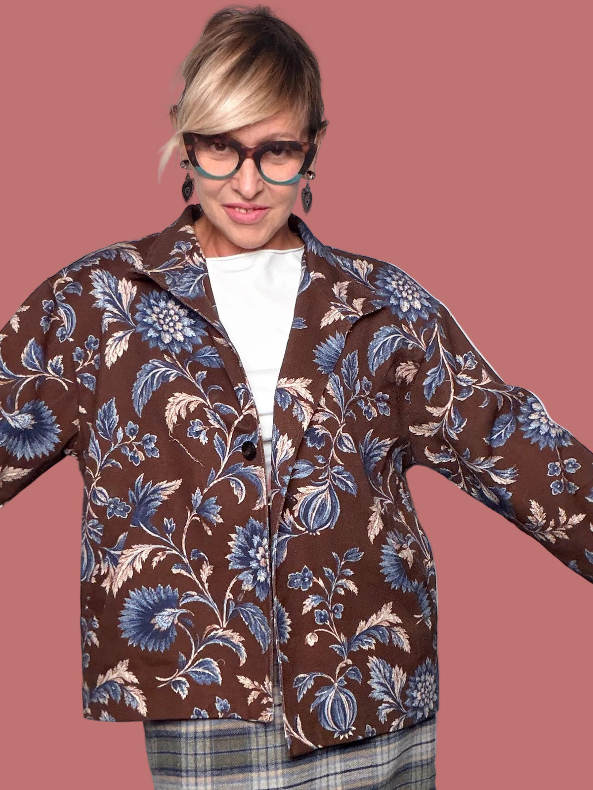 Giacca floreale con interno leopardato