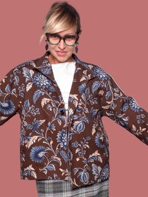 Giacca floreale con interno leopardato