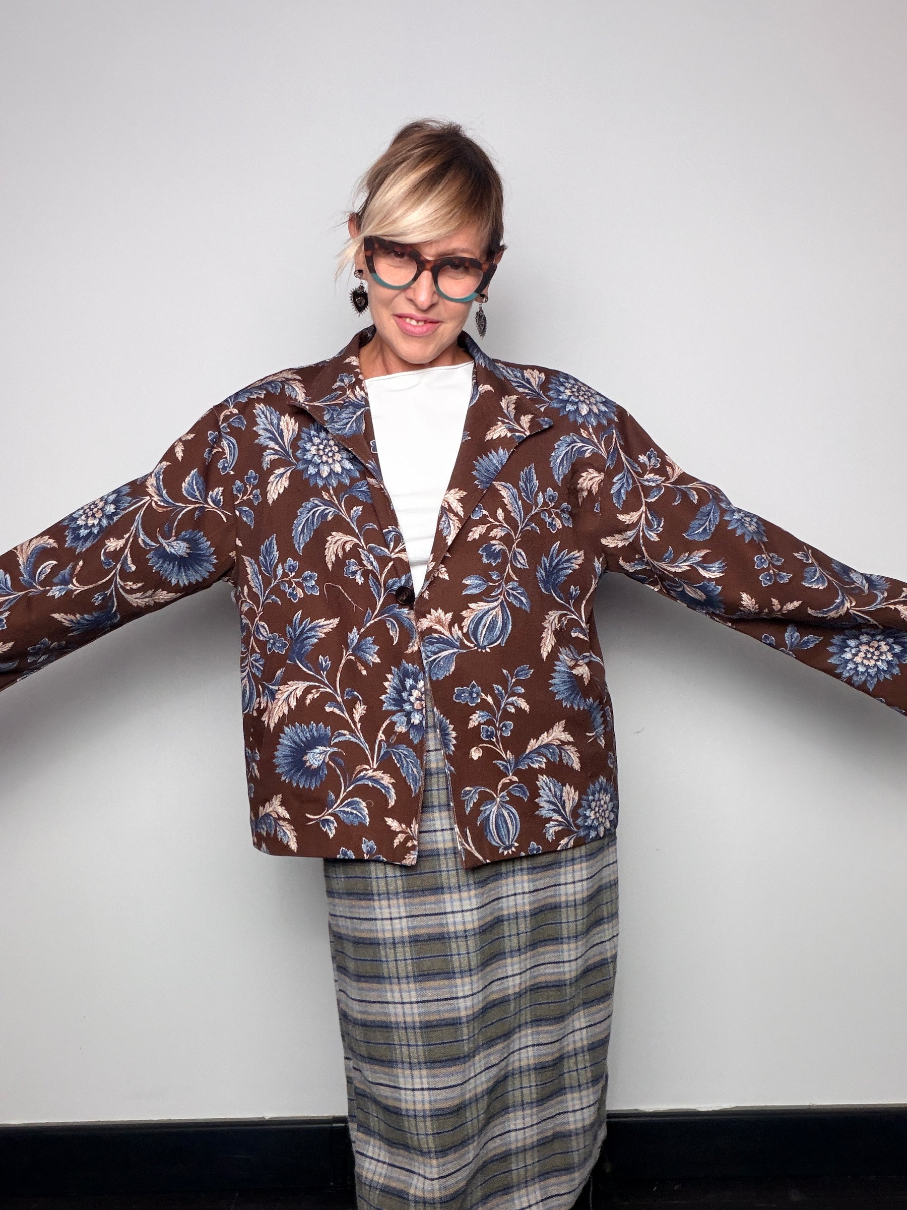 Giacca floreale con interno leopardato