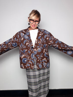 Giacca floreale con interno leopardato