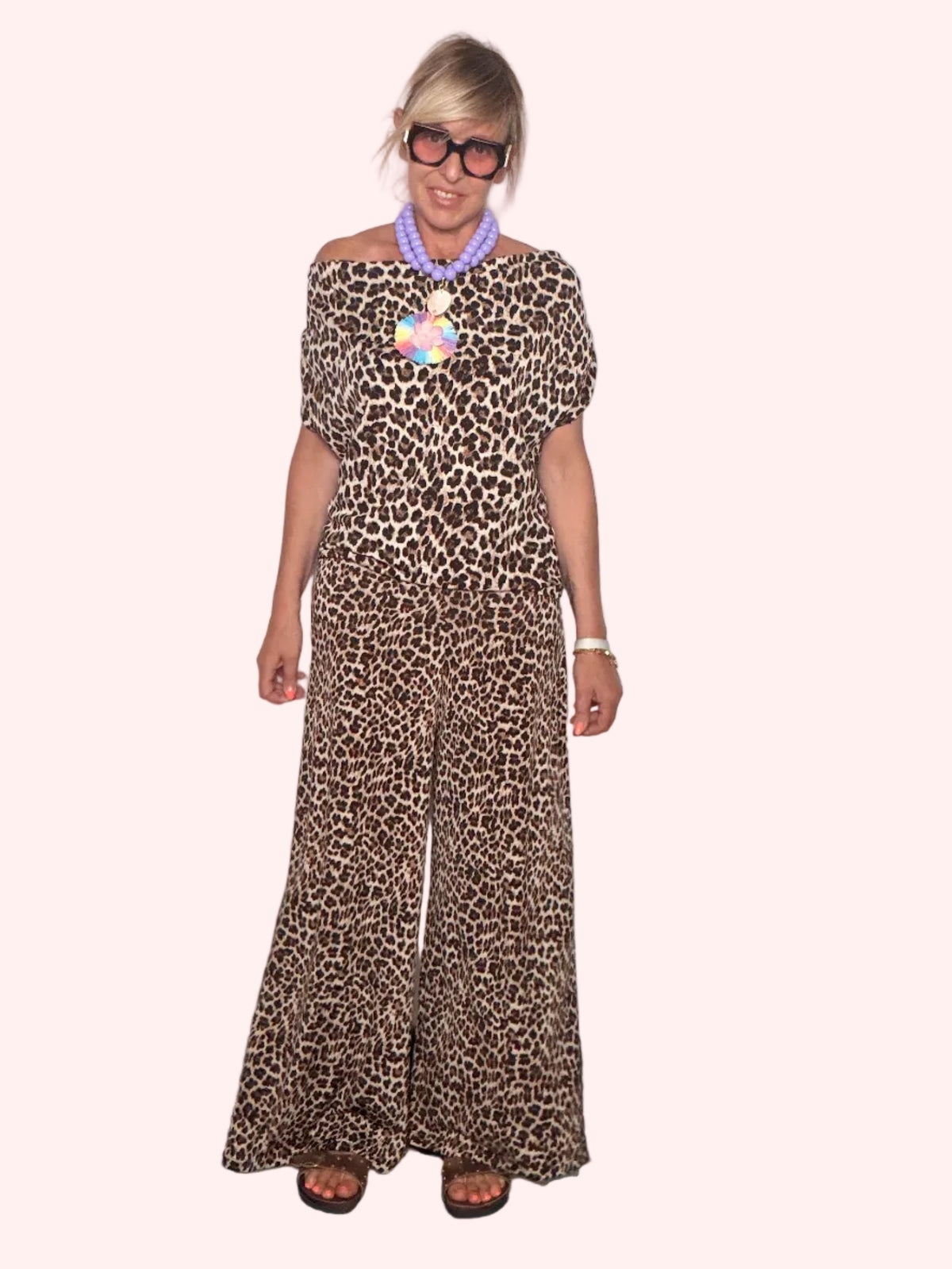 Pantalone Palazzo Leopardato Female