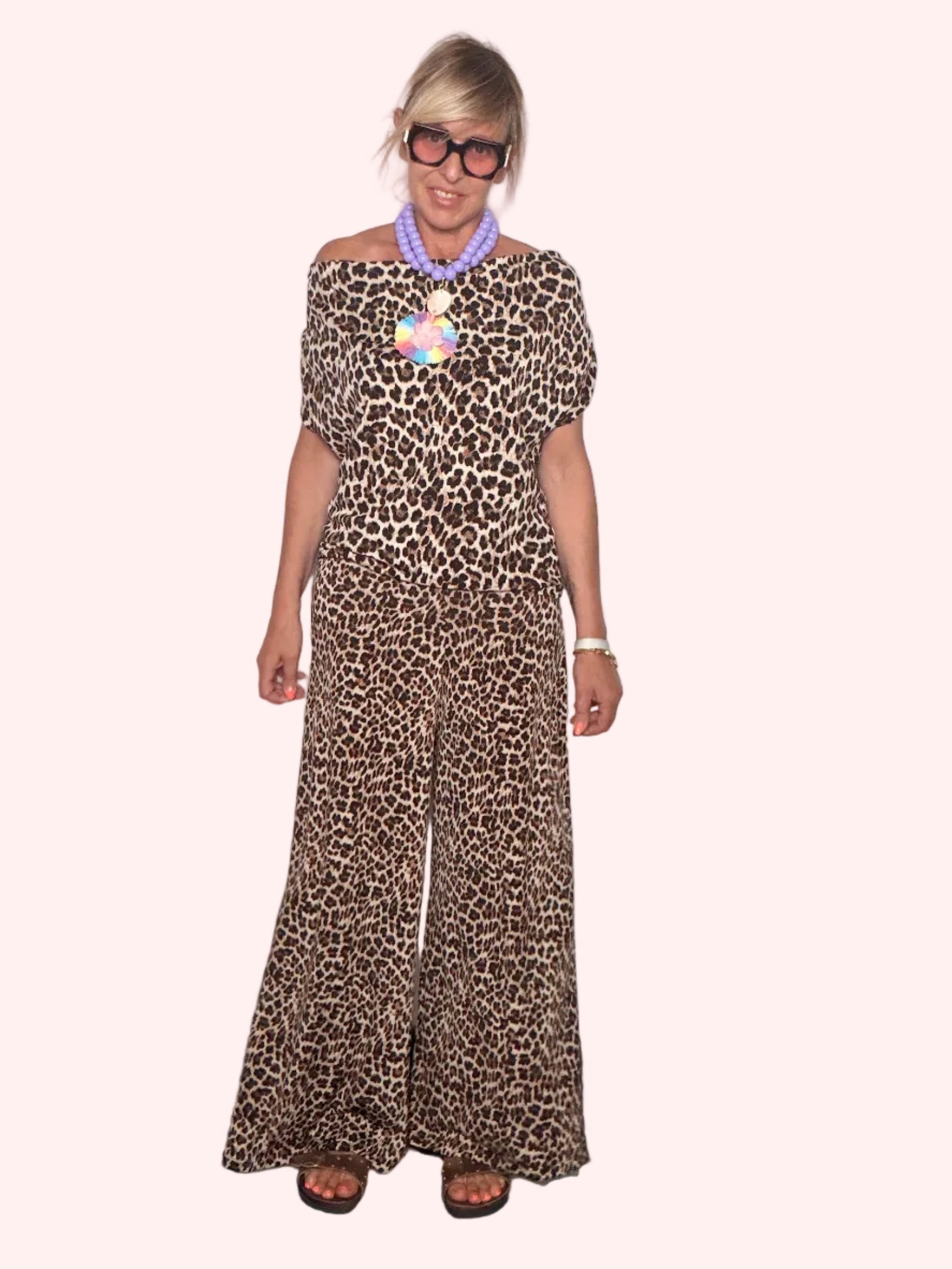 Pantalone Palazzo Leopardato Female