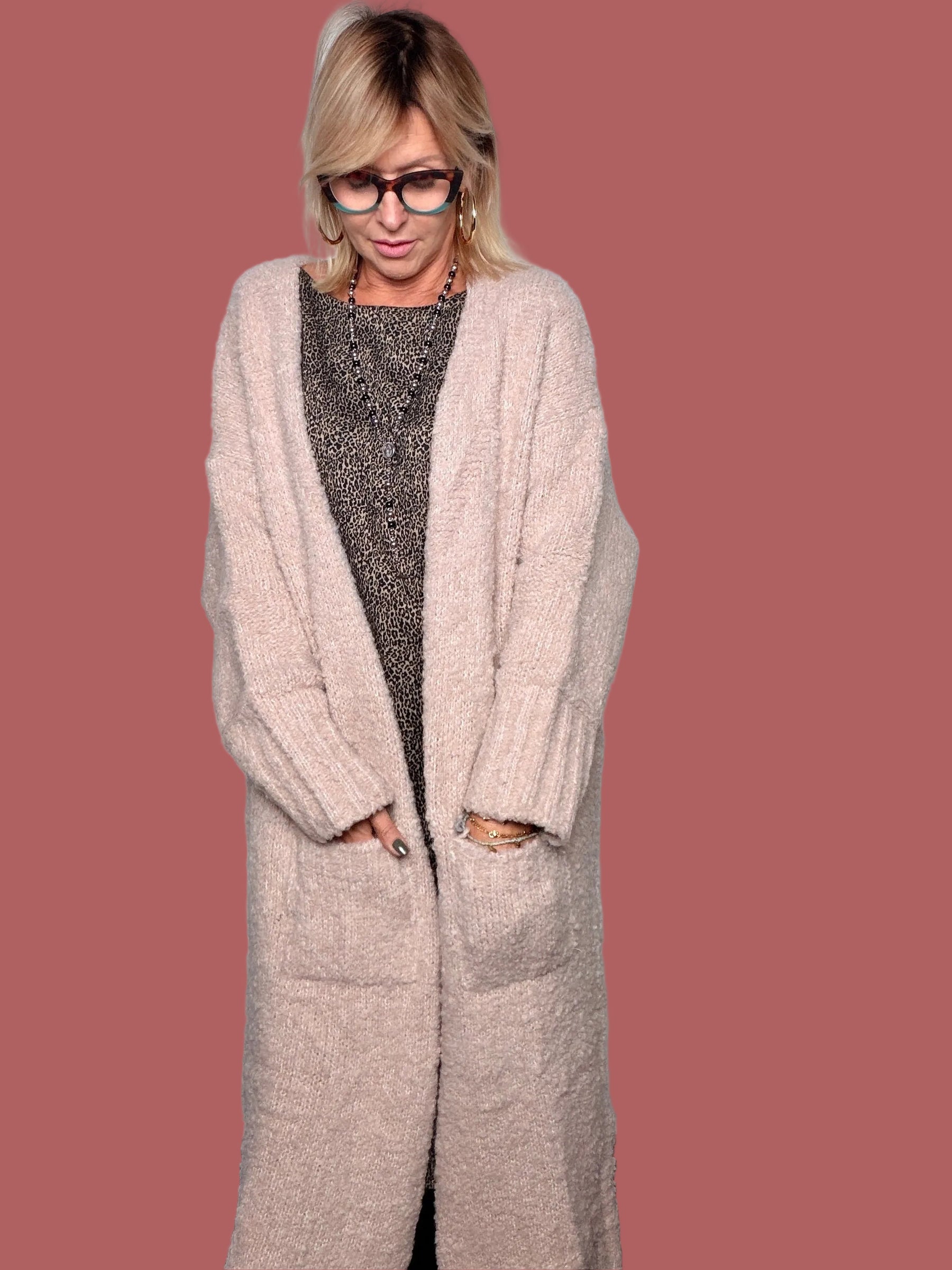 Cardigan cappottino lungo bouclé Susy Star