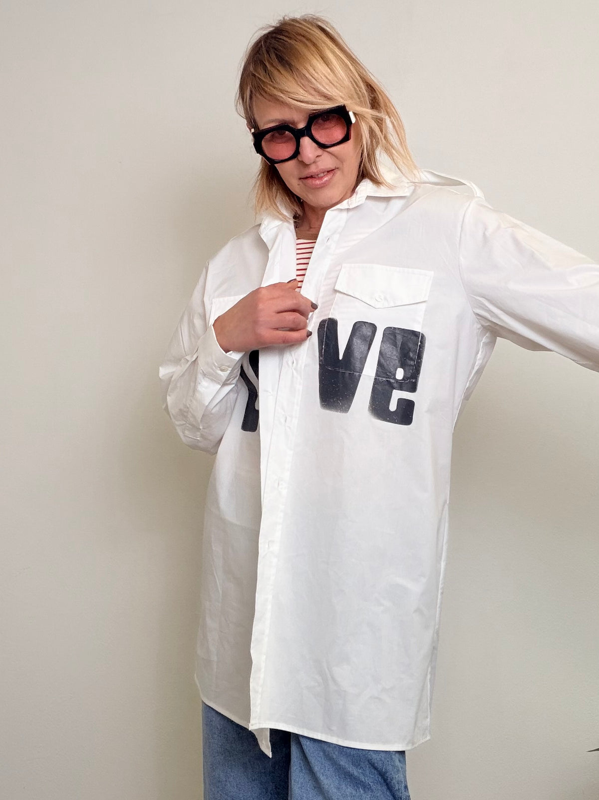 Camicia Oversize Love Bianca