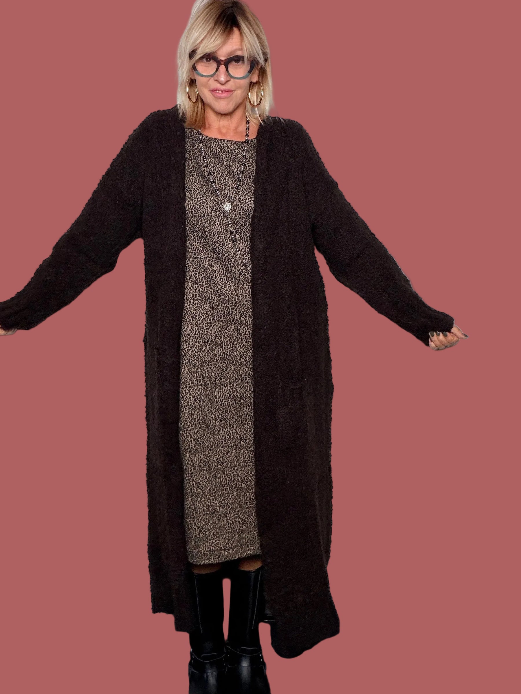 Cardigan cappottino lungo bouclé Susy Star