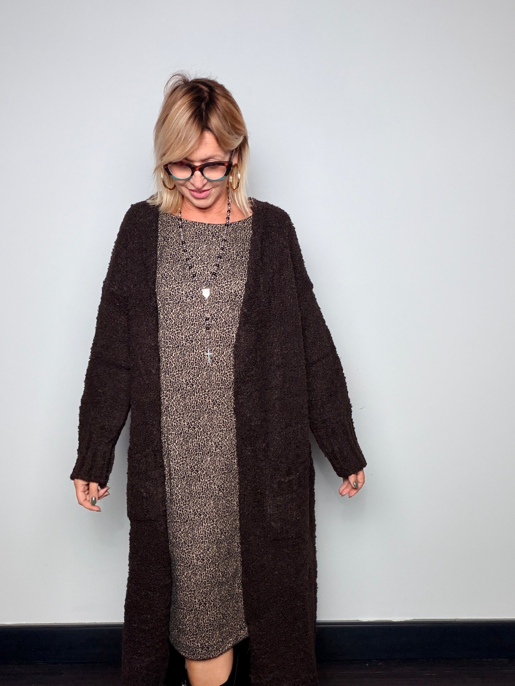 Cardigan cappottino lungo bouclé Susy Star