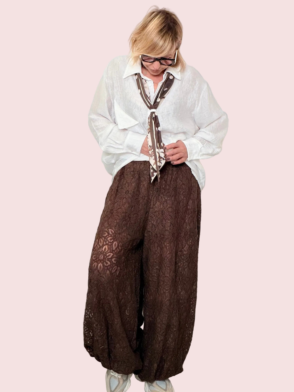 Pantalone Odalisca in Pizzo Marrone