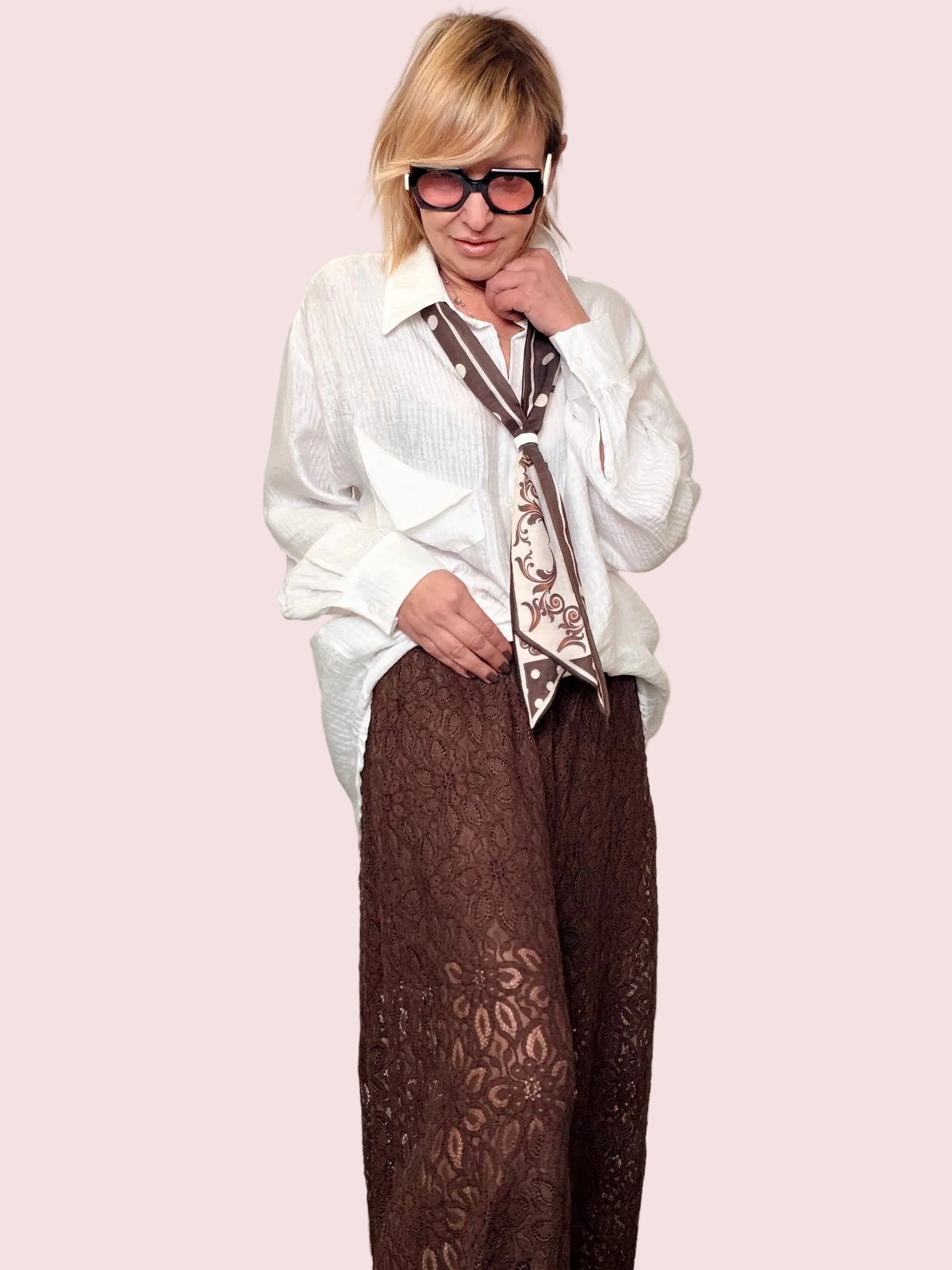 Pantalone Odalisca in Pizzo Marrone