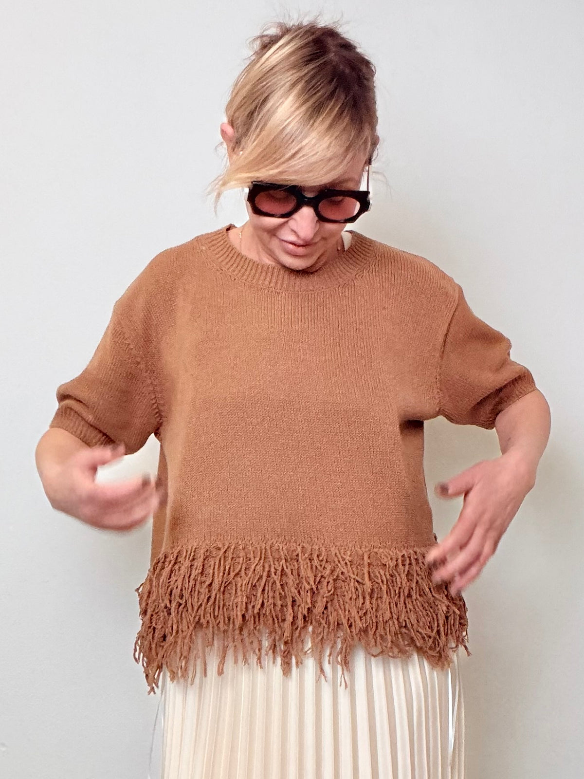 MAGLIA IN COTONE CON FRANGE