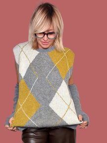 Gilet in maglia a rombi con manicotti Le Streghe