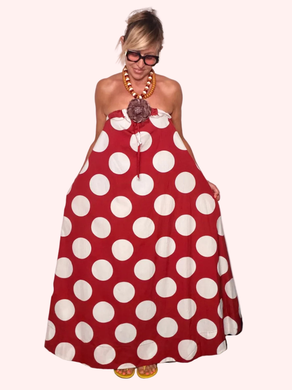 Abito Maxi a Pois Rosso