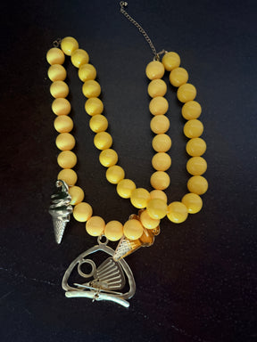 Collana Perle Gialle con Pendenti Mare