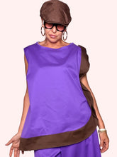 BLUSA BICOLORE  VIOLA E MARRONE