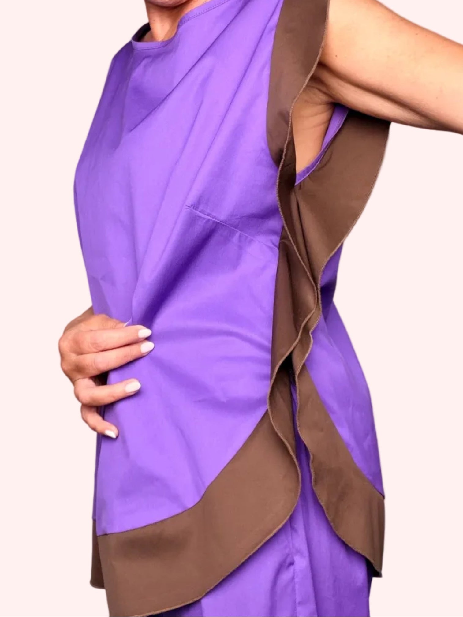 BLUSA BICOLORE  VIOLA E MARRONE