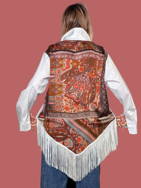 Camicia bianca con retro effetto foulard e frange