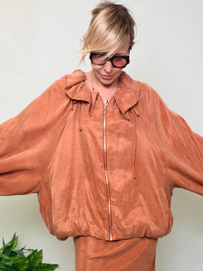 Bomber oversize cupro cappuccio arancione