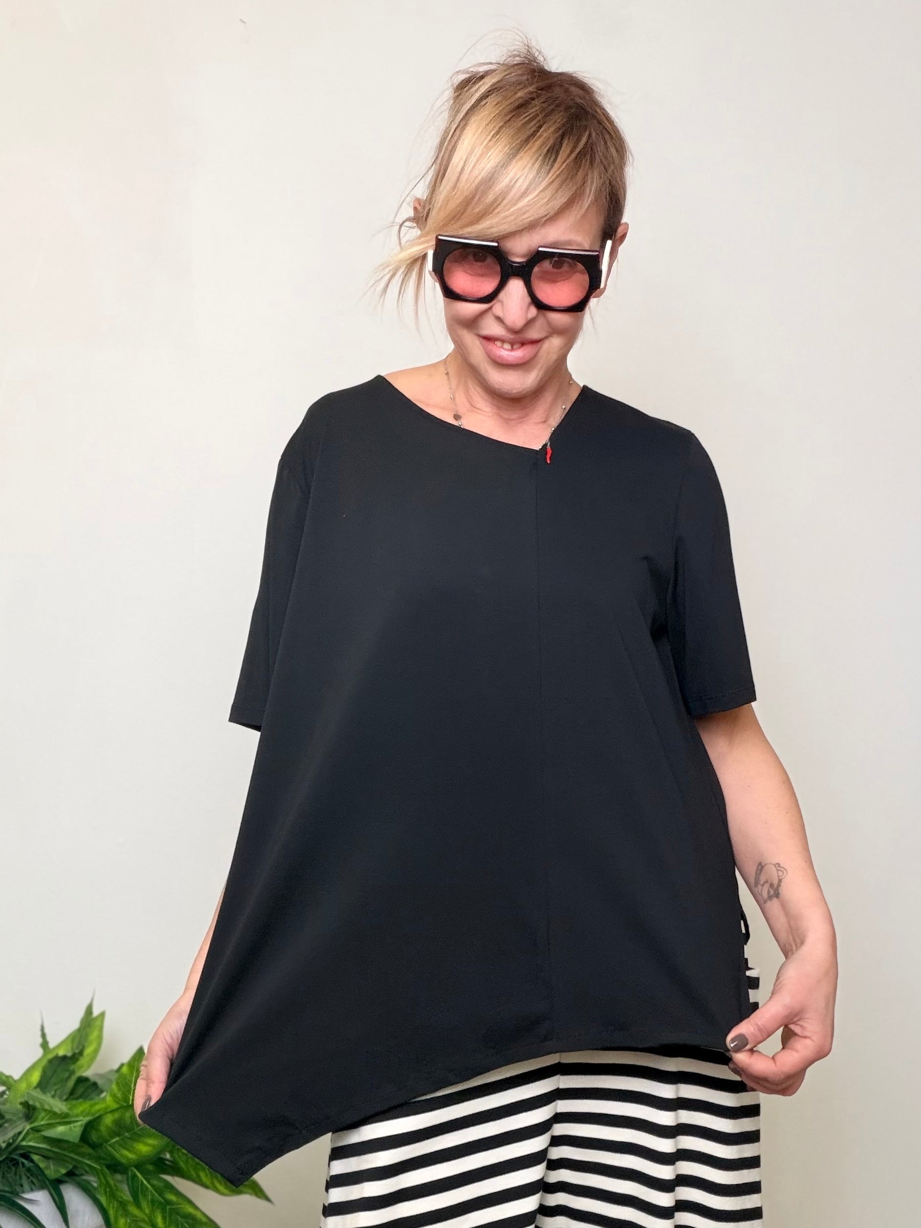 T-shirt oversize cotone stretch nera