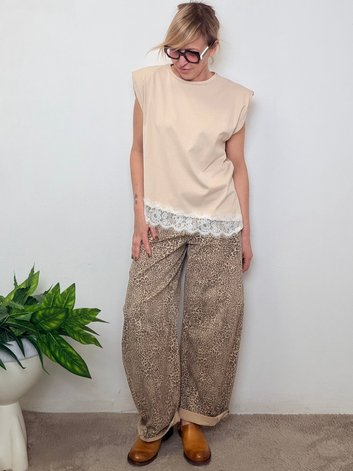 Jeans cotone stampa animalier