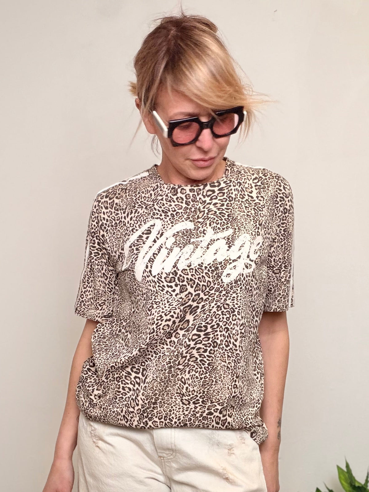 T-shirt cotone stampa animalier