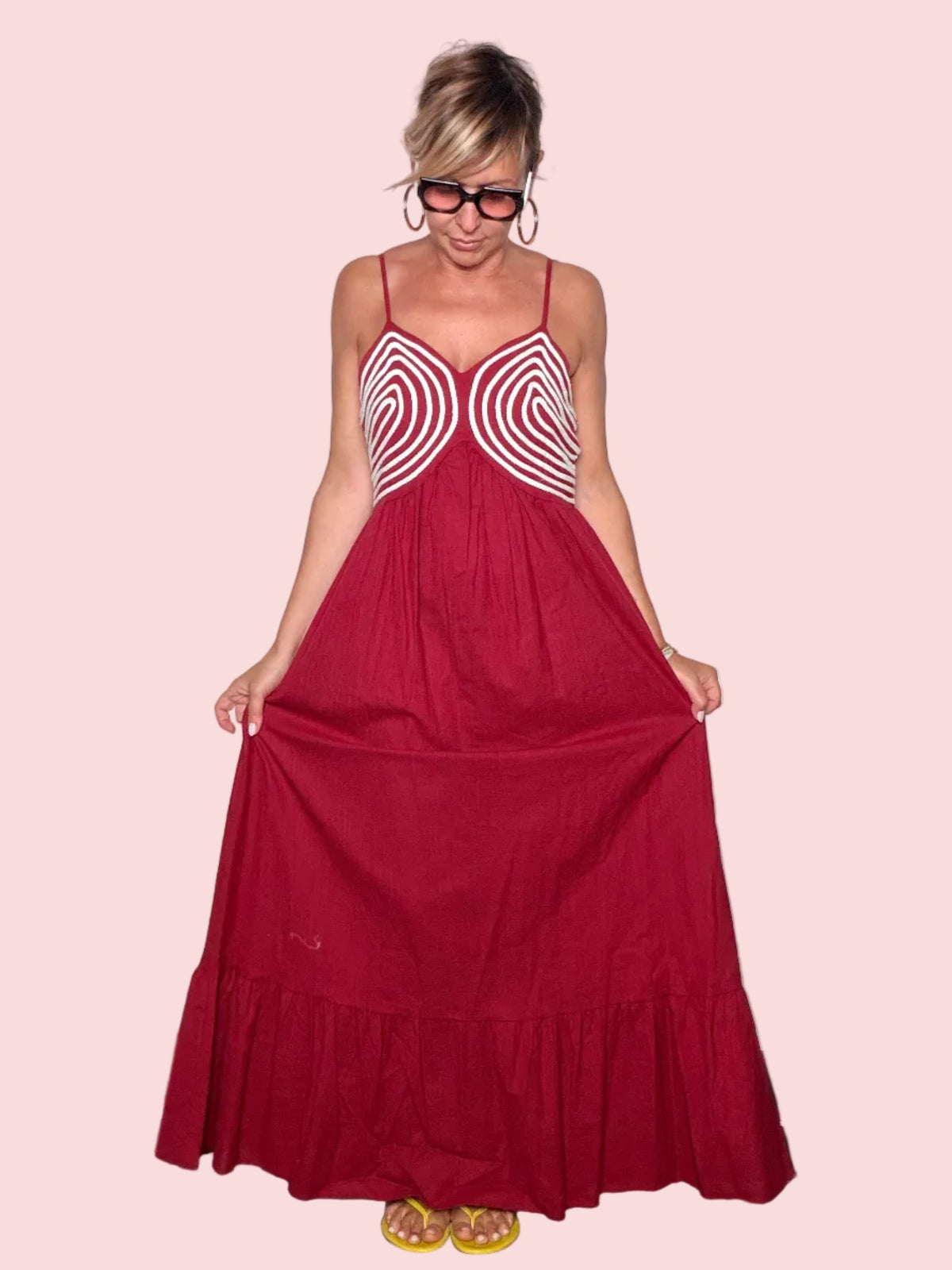 Abito Maxi Bustino Righe Curve Female
