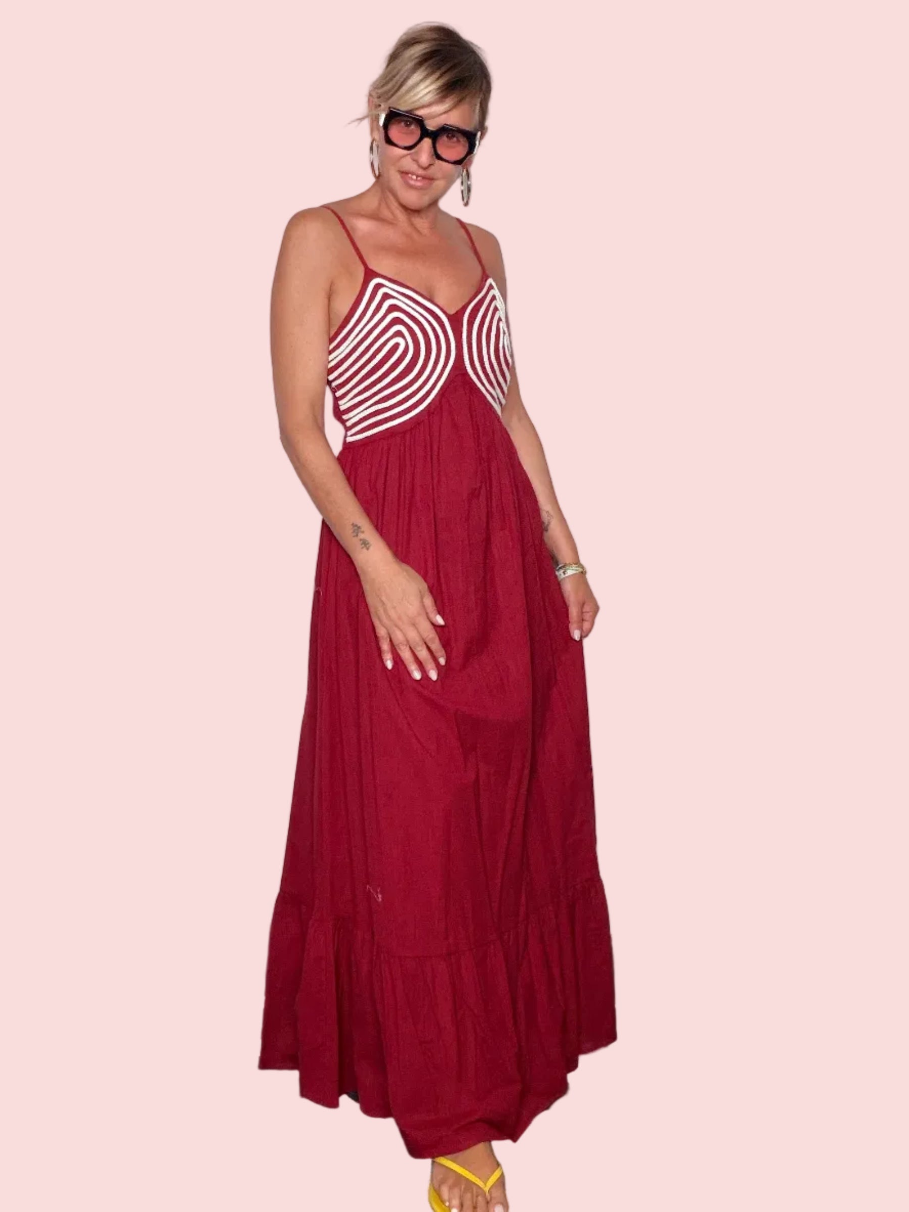 Abito Maxi Bustino Righe Curve Female