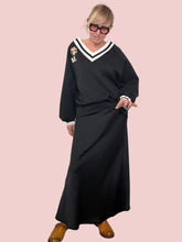 Gonna nera oversize lunga vita alta elastico