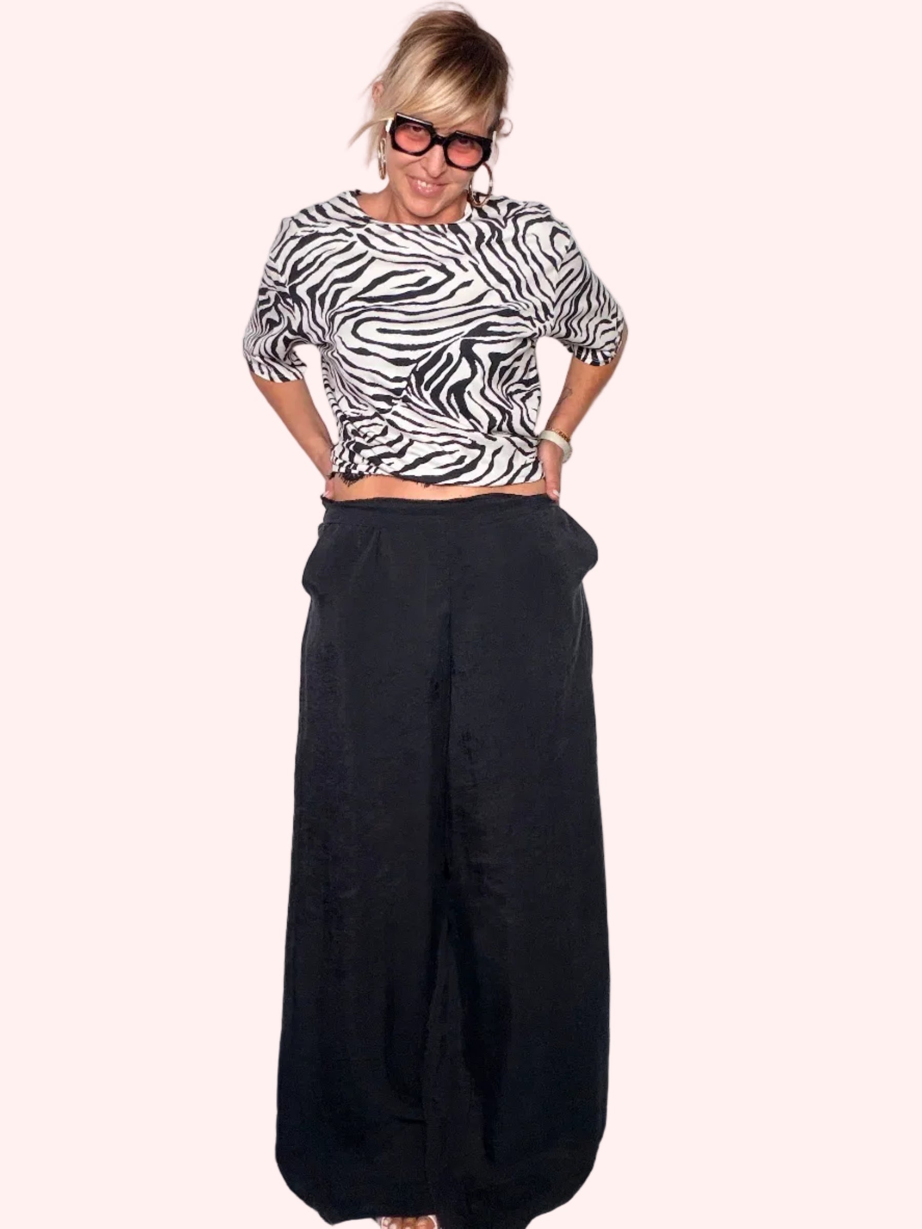 Pantalone Palazzo Nero Tencel