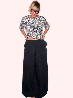 Pantalone Palazzo Nero Tencel