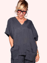 Blusa Tunica Oversize Tencel Antracite